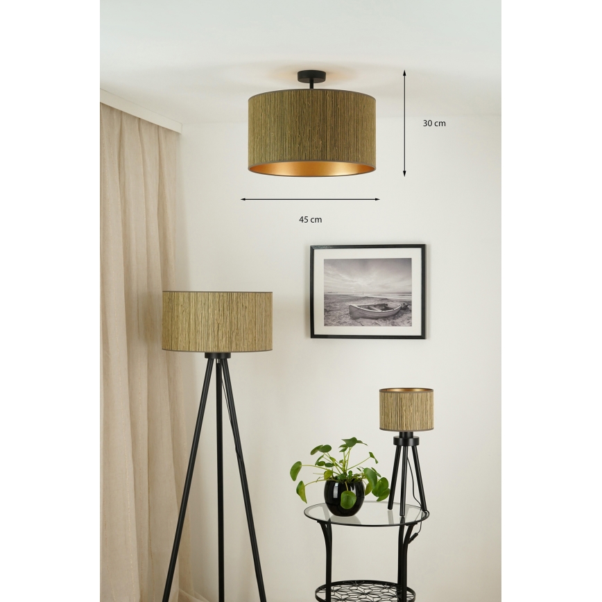 Brilagi - Lámpara de techo BOSTON ROLLER 1xE27/15W/230V diá. 45 cm paja marrón/dorado