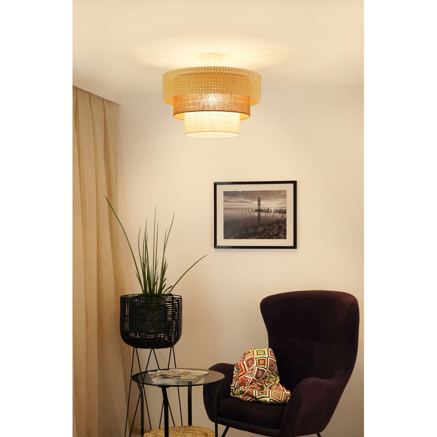 Brilagi - Lámpara de techo CEDAR LUNETA 1xE27/15W/230V diá. 45 cm beige/marrón/color crema