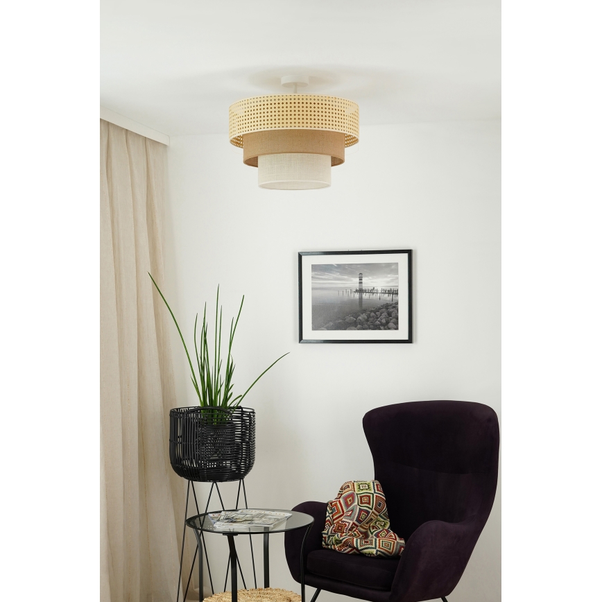 Brilagi - Lámpara de techo CEDAR LUNETA 1xE27/15W/230V diá. 45 cm beige/marrón/color crema