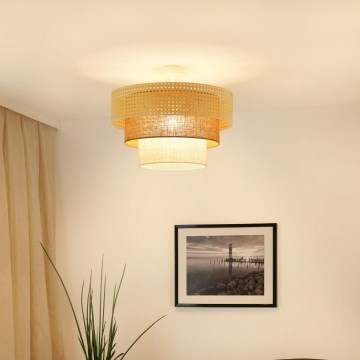 Brilagi - Lámpara de techo CEDAR LUNETA 1xE27/15W/230V diá. 45 cm beige/marrón/color crema