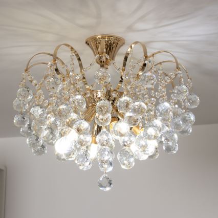 Brilagi - Lámpara de techo CRYSTAL 6xE14/60W/230V dorado