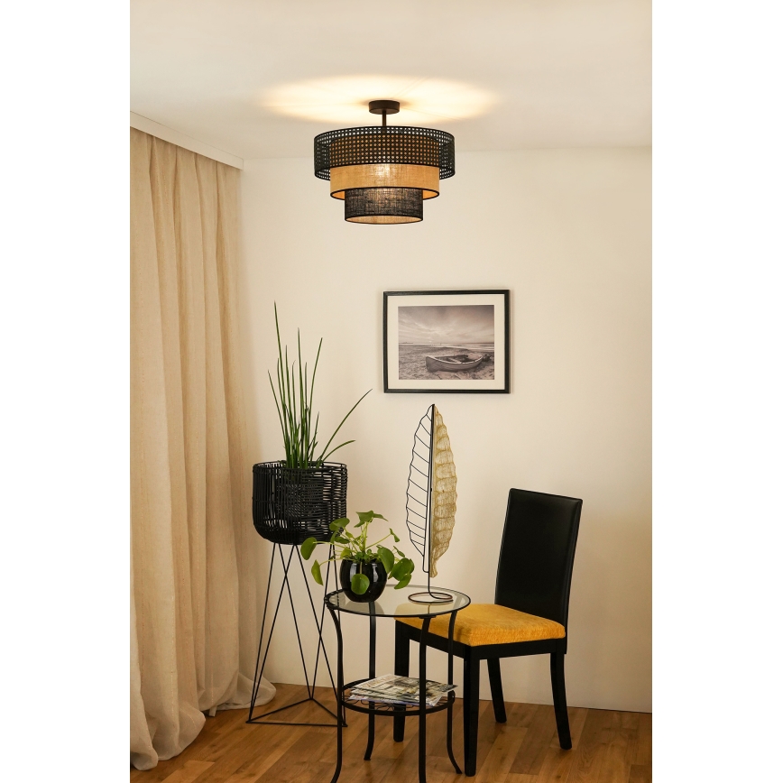 Brilagi - Lámpara de techo DAKOTA LUNETA 1xE27/15W/230V diá. 45 cm negro/beige