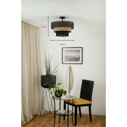 Brilagi - Lámpara de techo DAKOTA LUNETA 1xE27/15W/230V diá. 45 cm negro/beige