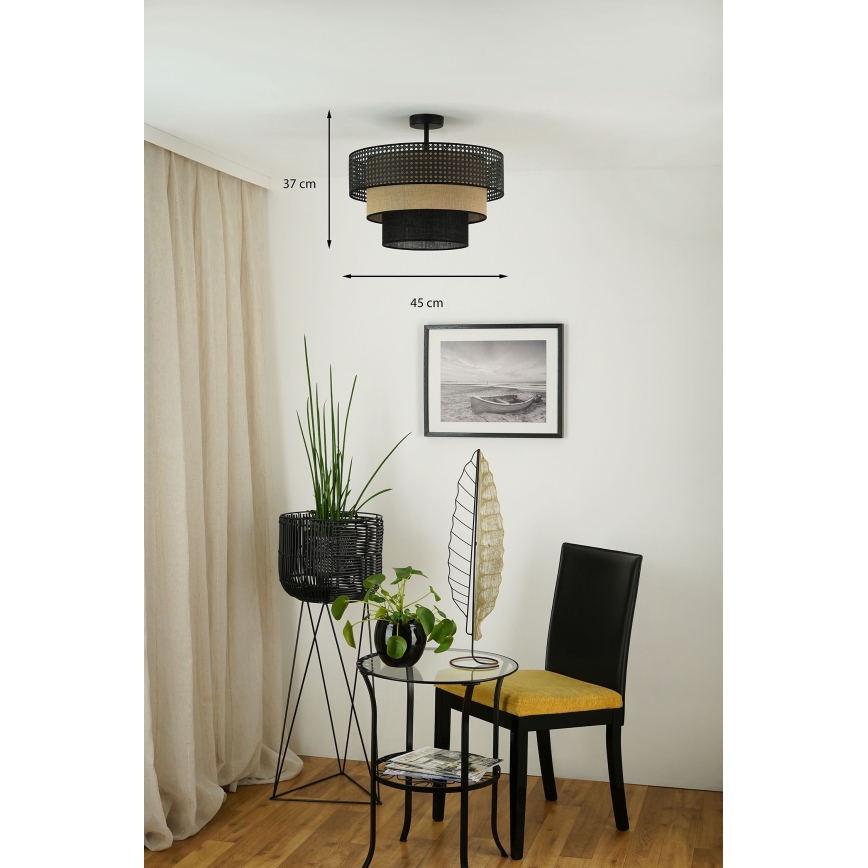 Brilagi - Lámpara de techo DAKOTA LUNETA 1xE27/15W/230V diá. 45 cm negro/beige
