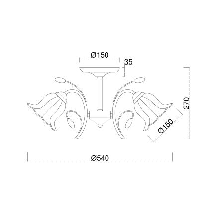 Brilagi - Lámpara de techo FLORA 3xE27/60W/230V bronce
