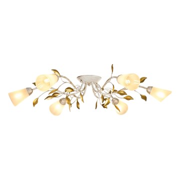 Brilagi - Lámpara de techo FLORA 6xE14/60W/230V dorado/color crema/pátina