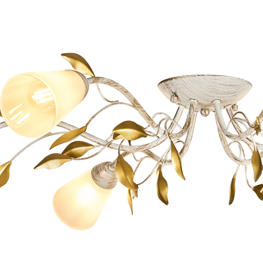 Brilagi - Lámpara de techo FLORA 6xE14/60W/230V dorado/color crema/pátina