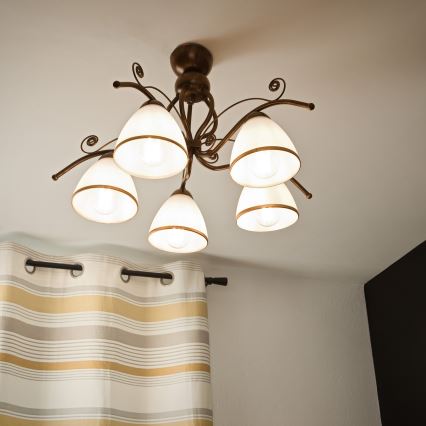 Brilagi - Lámpara de techo LED ANTICO 5xE27/60W/230V pátina de bronce