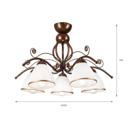 Brilagi - Lámpara de techo LED ANTICO 5xE27/60W/230V pátina de bronce