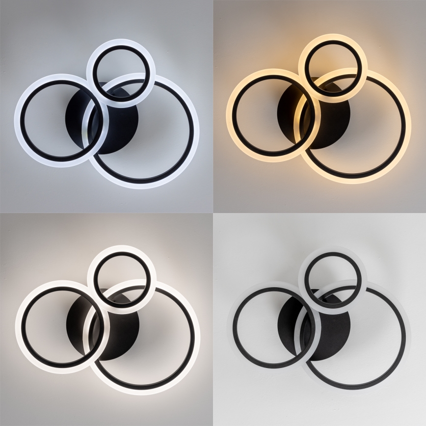 Brilagi - Lámpara de techo LED regulable ORBITS LED/40W/230V 3000-6500K negro + control remoto