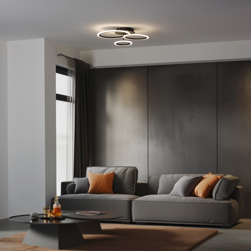 Brilagi - Lámpara de techo LED regulable ORBITS LED/40W/230V 3000-6500K negro + control remoto
