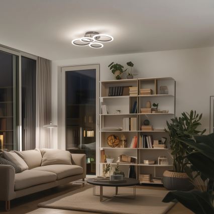 Brilagi - Lámpara de techo LED regulable ORBITS LED/50W/230V 3000-6500K antracita + control remoto
