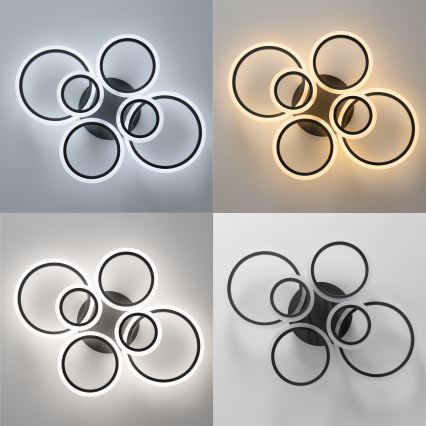 Brilagi - Lámpara de techo LED regulable ORBITS LED/85W/230V 3000-6500K antracita + control remoto