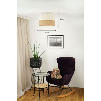 Brilagi - Lámpara de techo ROYAL YUTE 1xE27/15W/230V diá. 40 cm beige/color crema