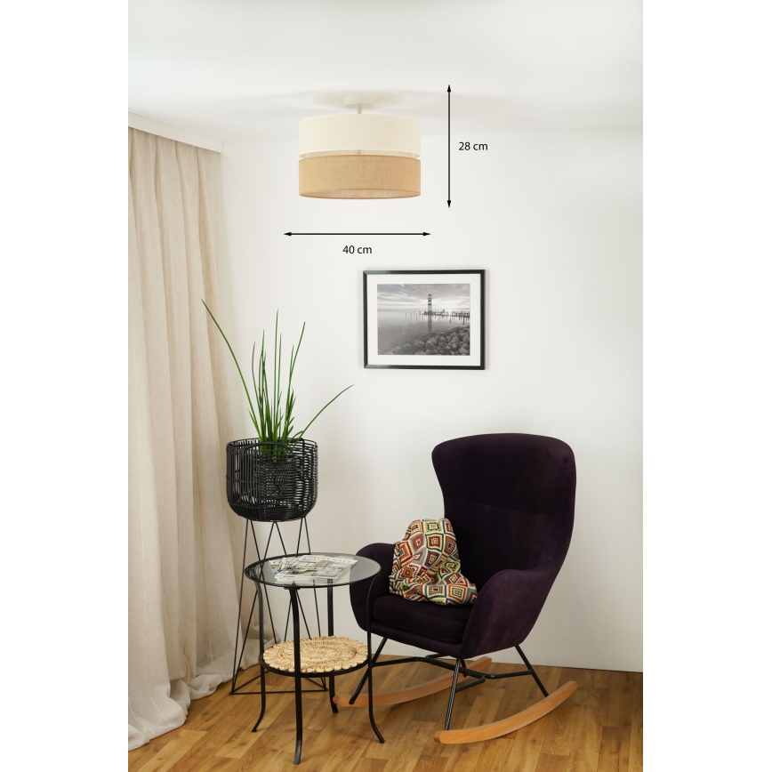 Brilagi - Lámpara de techo ROYAL YUTE 1xE27/15W/230V diá. 40 cm beige/color crema