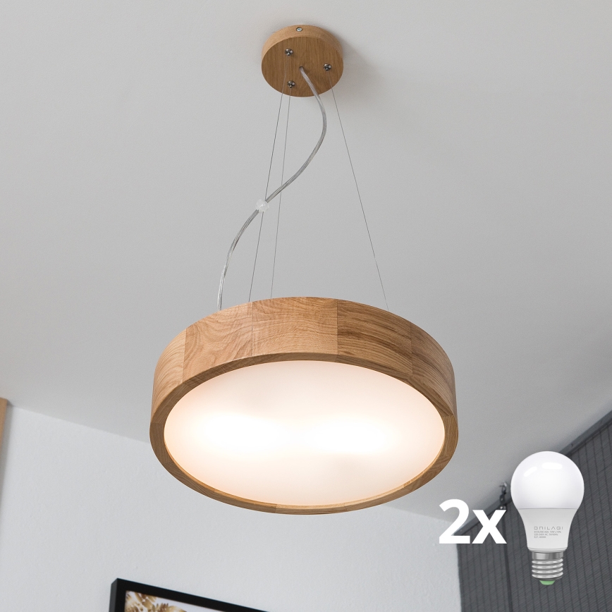 Brilagi - Lámpara LED colgante CARVALHO 2xE27/60W/230V roble diá. 37 cm