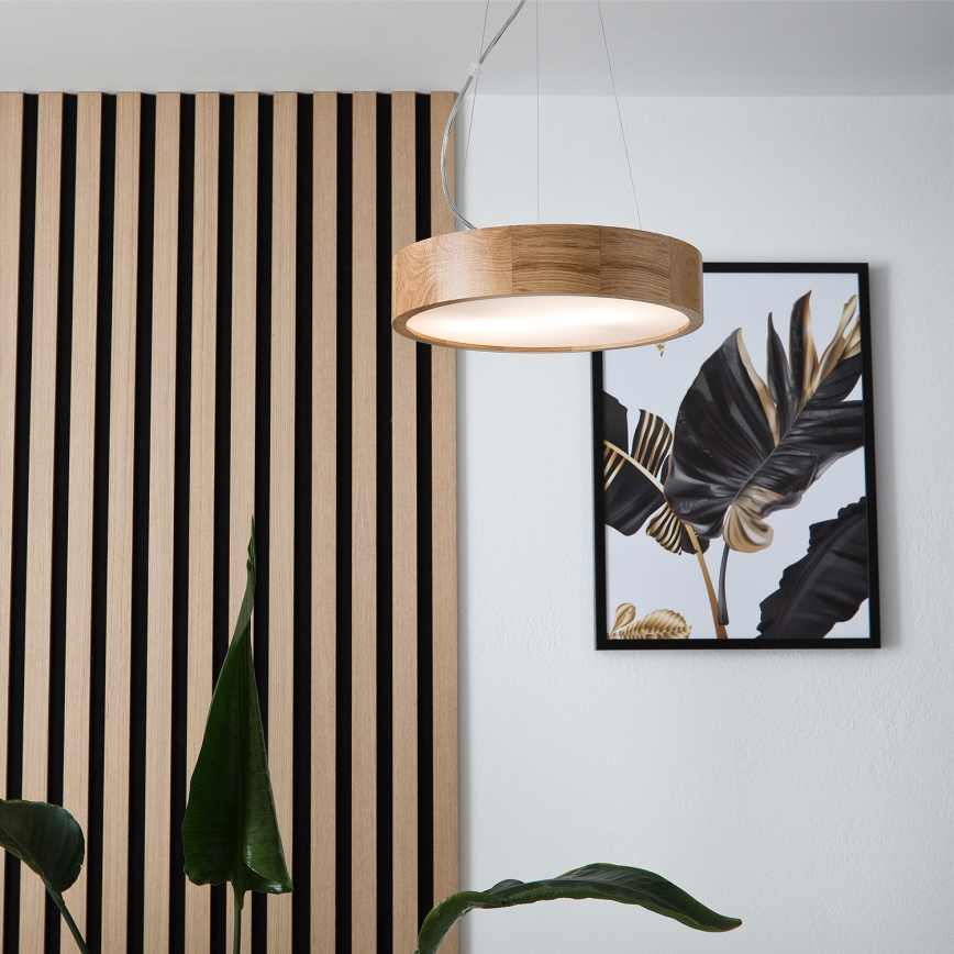 Brilagi - Lámpara LED colgante CARVALHO 2xE27/60W/230V roble diá. 37 cm