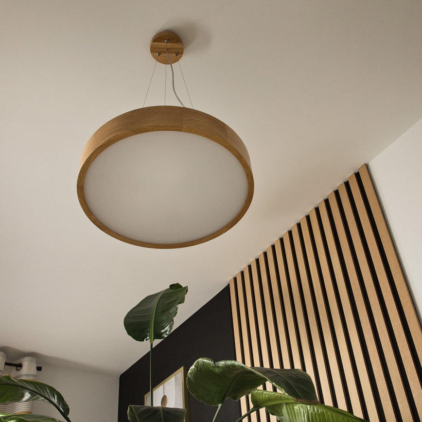 Brilagi - Lámpara LED colgante CARVALHO 3xE27/60W/230V roble diá. 47,5 cm