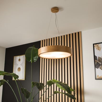 Brilagi - Lámpara LED colgante CARVALHO 3xE27/60W/230V roble diá. 47,5 cm