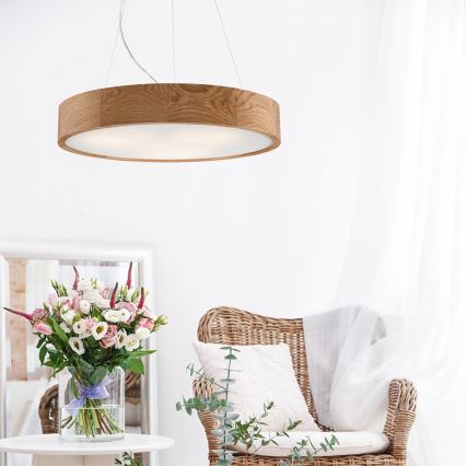 Brilagi - Lámpara LED colgante CARVALHO 3xE27/60W/230V roble diá. 47,5 cm