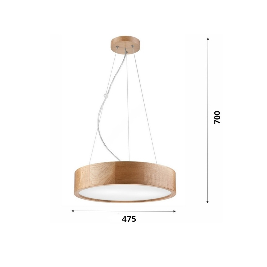 Brilagi - Lámpara LED colgante CARVALHO 3xE27/60W/230V roble diá. 47,5 cm
