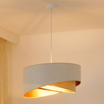 Brilagi - Lámpara LED colgante LYRA 1xE27/15W/230V blanco/beige/dorado