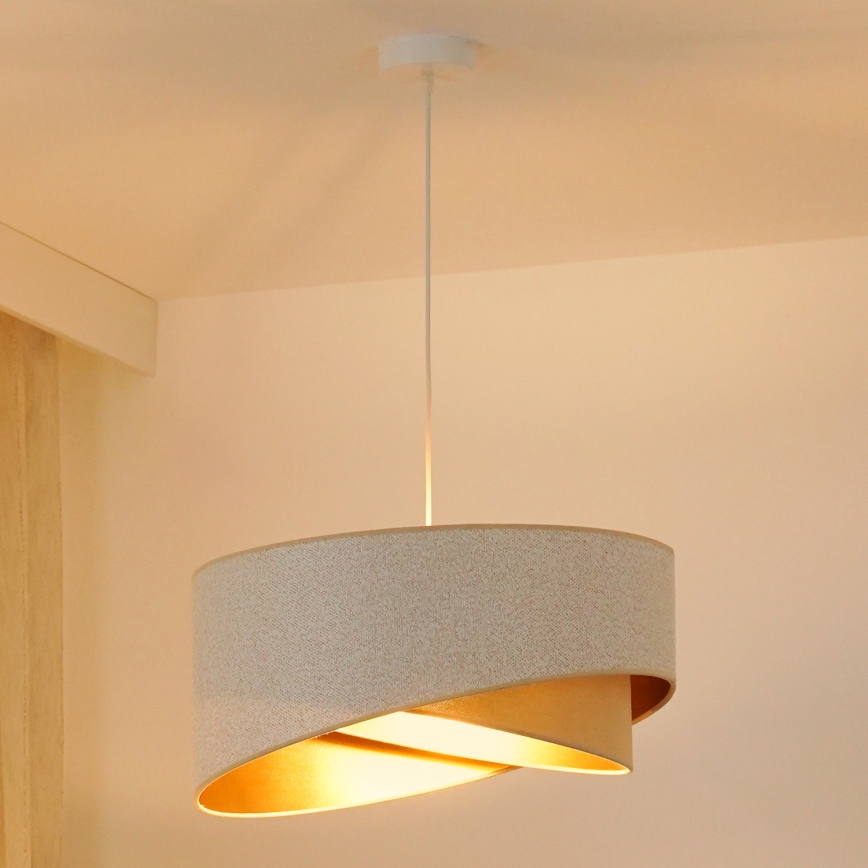 Brilagi - Lámpara LED colgante LYRA 1xE27/15W/230V blanco/beige/dorado
