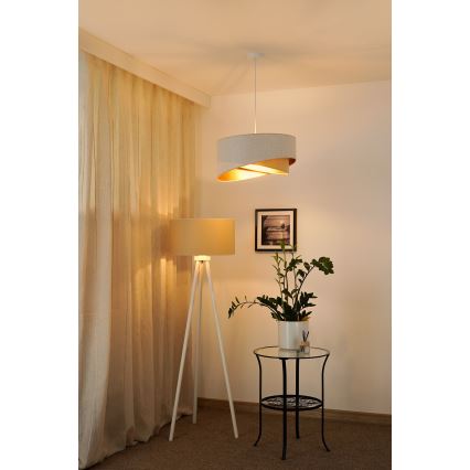 Brilagi - Lámpara LED colgante LYRA 1xE27/15W/230V blanco/beige/dorado