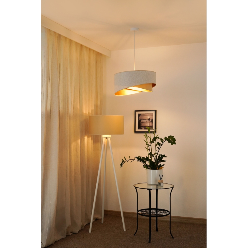 Brilagi - Lámpara LED colgante LYRA 1xE27/15W/230V blanco/beige/dorado