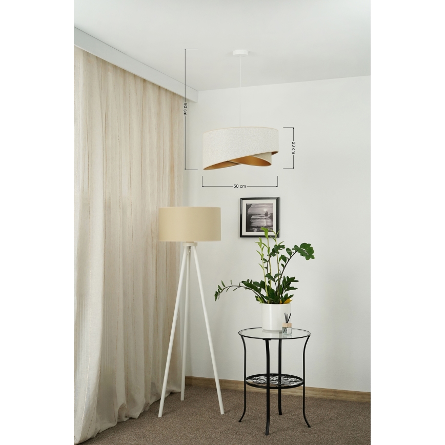 Brilagi - Lámpara LED colgante LYRA 1xE27/15W/230V blanco/beige/dorado