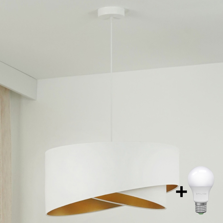 Brilagi - Lámpara LED colgante LYRA 1xE27/15W/230V blanco/dorado