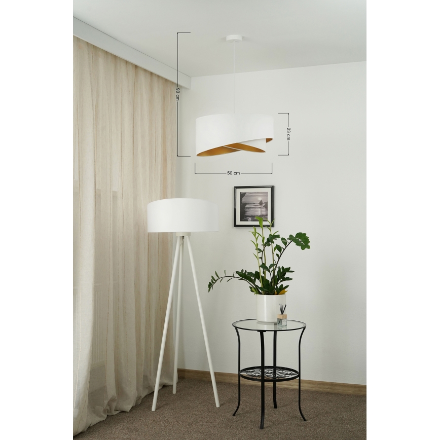 Brilagi - Lámpara LED colgante LYRA 1xE27/15W/230V blanco/dorado