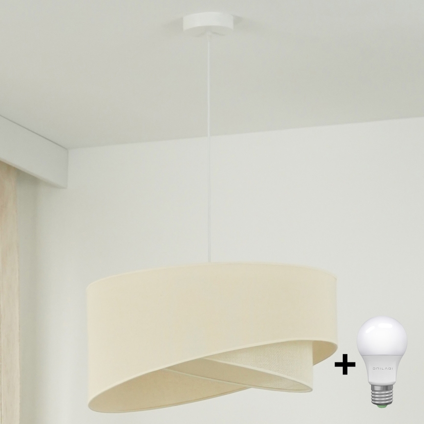 Brilagi - Lámpara LED colgante LYRA 1xE27/15W/230V color crema