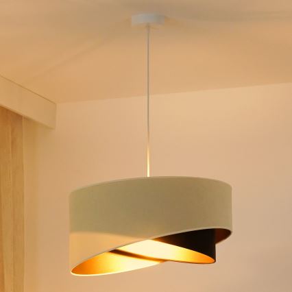 Brilagi - Lámpara LED colgante LYRA 1xE27/15W/230V color crema/negro/dorado
