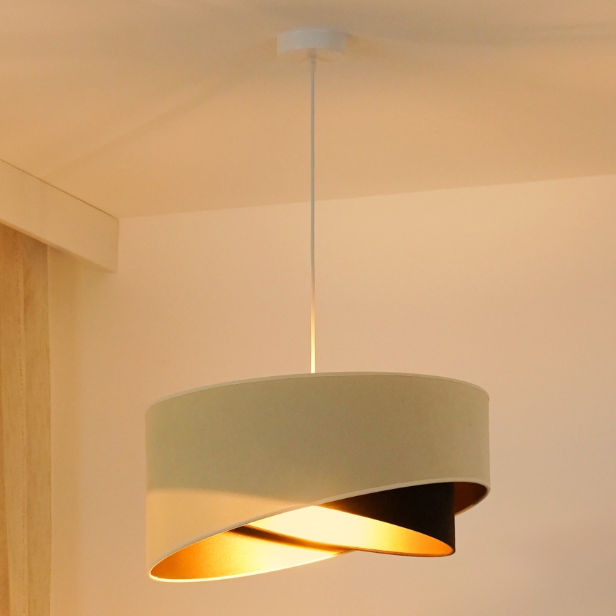 Brilagi - Lámpara LED colgante LYRA 1xE27/15W/230V color crema/negro/dorado
