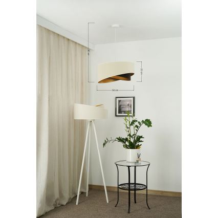 Brilagi - Lámpara LED colgante LYRA 1xE27/15W/230V color crema/negro/dorado