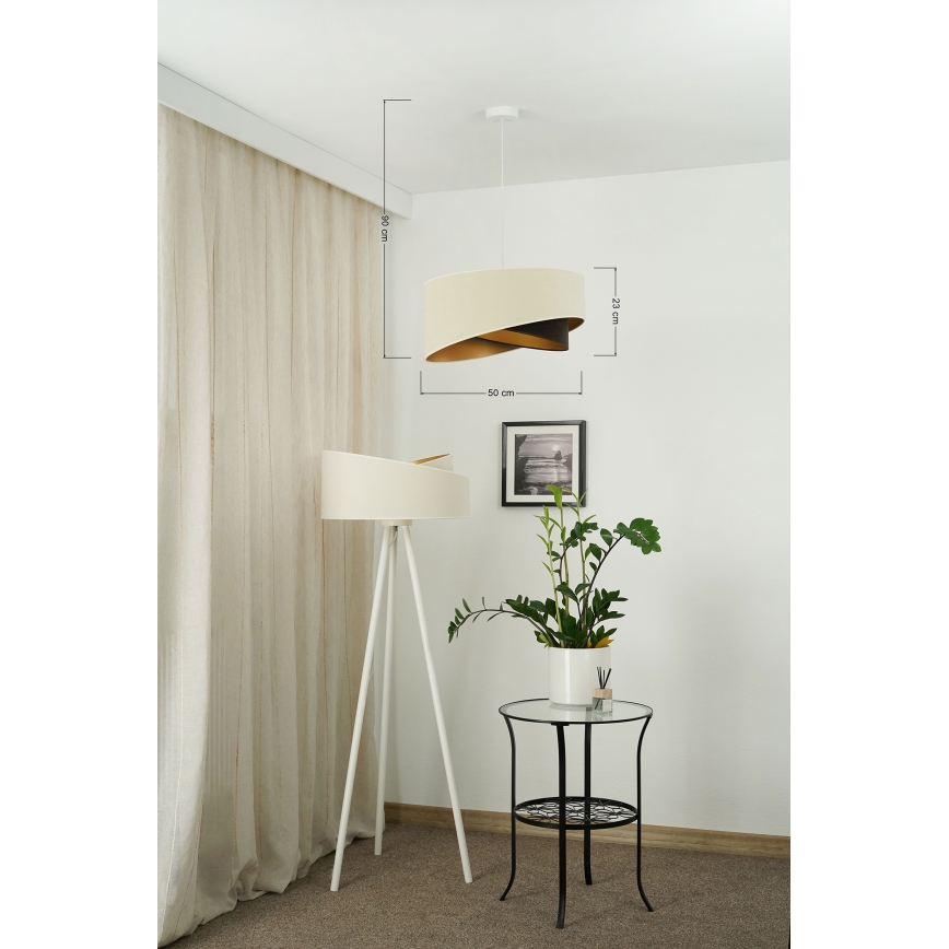 Brilagi - Lámpara LED colgante LYRA 1xE27/15W/230V color crema/negro/dorado