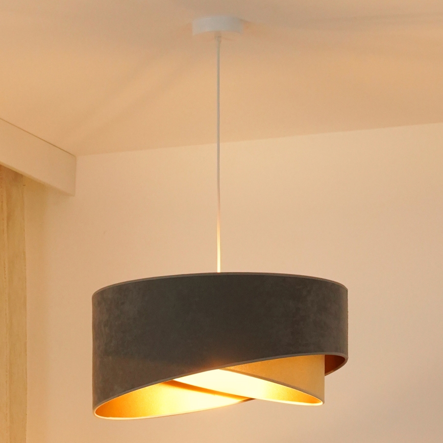 Brilagi - Lámpara LED colgante LYRA 1xE27/15W/230V gris/beige/dorado