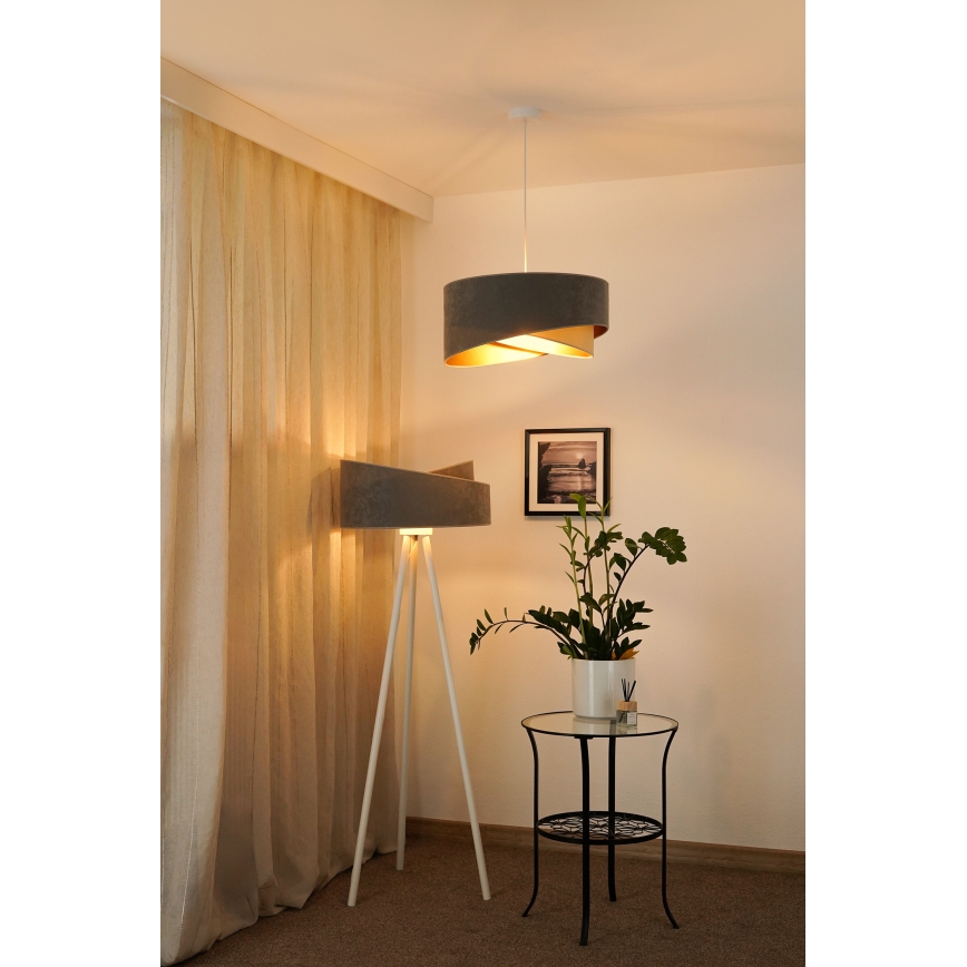 Brilagi - Lámpara LED colgante LYRA 1xE27/15W/230V gris/beige/dorado