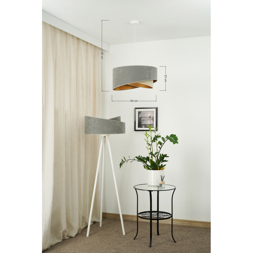 Brilagi - Lámpara LED colgante LYRA 1xE27/15W/230V gris/beige/dorado