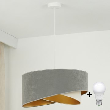 Brilagi - Lámpara LED colgante LYRA 1xE27/15W/230V gris/color crema/dorado