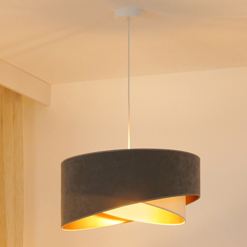 Brilagi - Lámpara LED colgante LYRA 1xE27/15W/230V gris/color crema/dorado