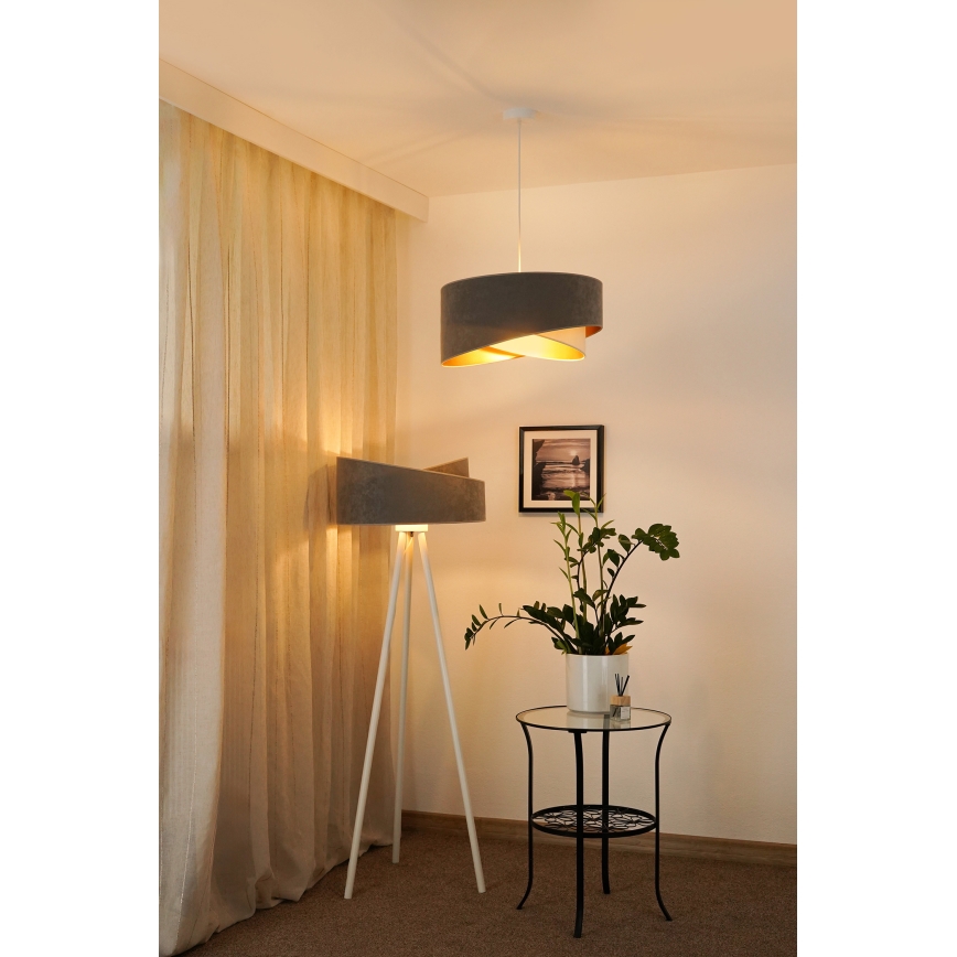Brilagi - Lámpara LED colgante LYRA 1xE27/15W/230V gris/color crema/dorado