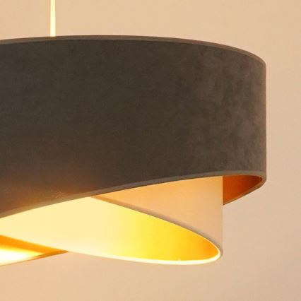 Brilagi - Lámpara LED colgante LYRA 1xE27/15W/230V gris/color crema/dorado