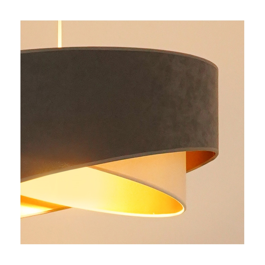 Brilagi - Lámpara LED colgante LYRA 1xE27/15W/230V gris/color crema/dorado