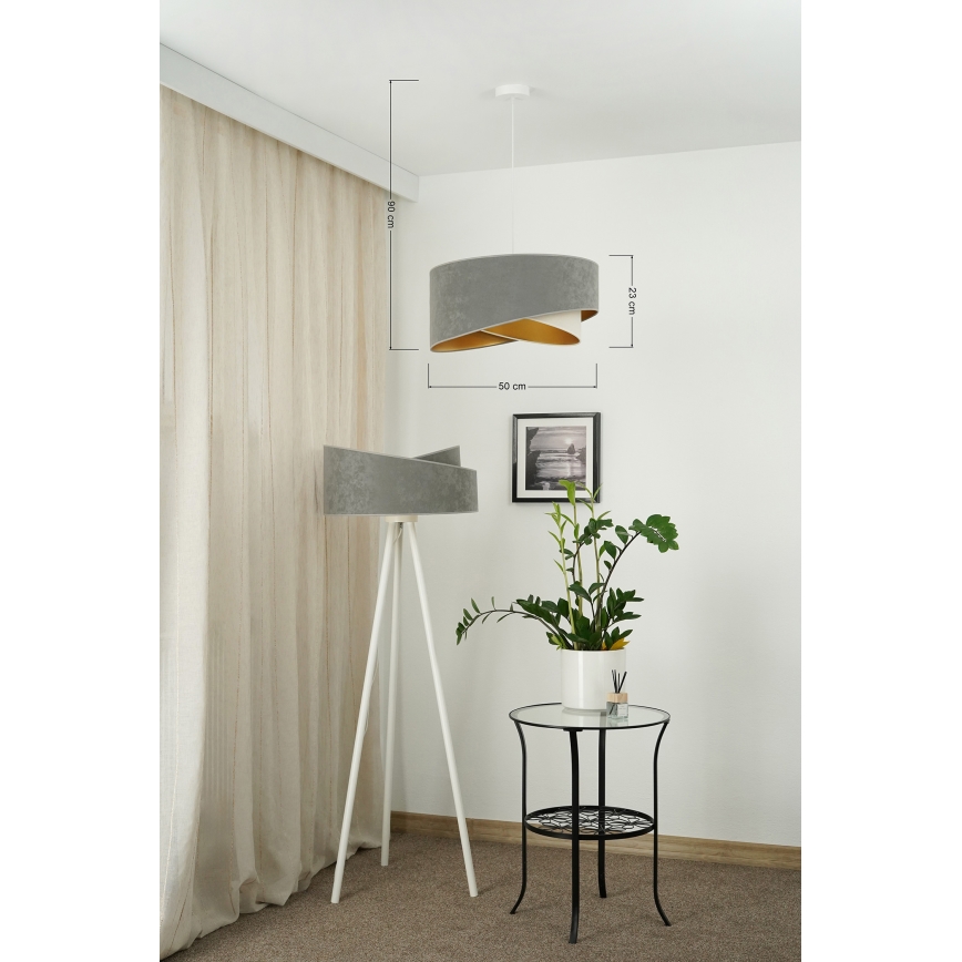Brilagi - Lámpara LED colgante LYRA 1xE27/15W/230V gris/color crema/dorado