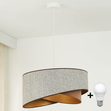 Brilagi - Lámpara LED colgante LYRA 1xE27/15W/230V gris/color crema/dorado