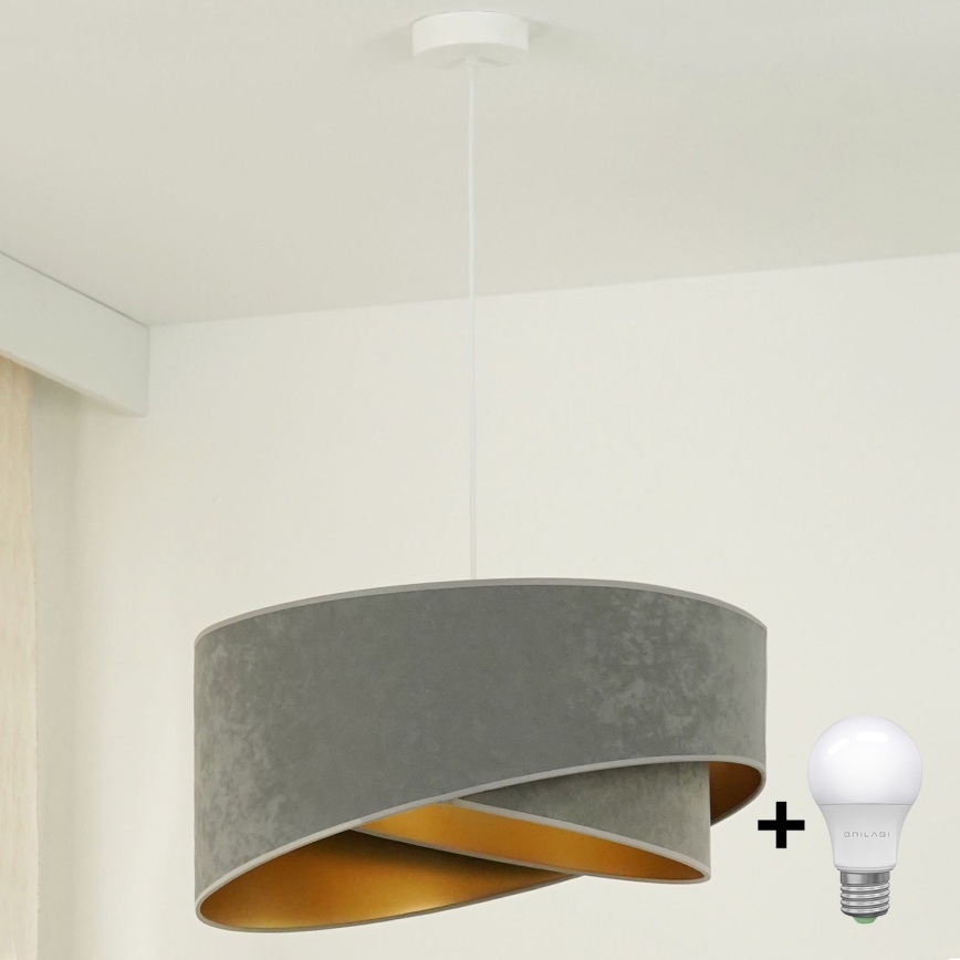 Brilagi - Lámpara LED colgante LYRA 1xE27/15W/230V gris/dorado