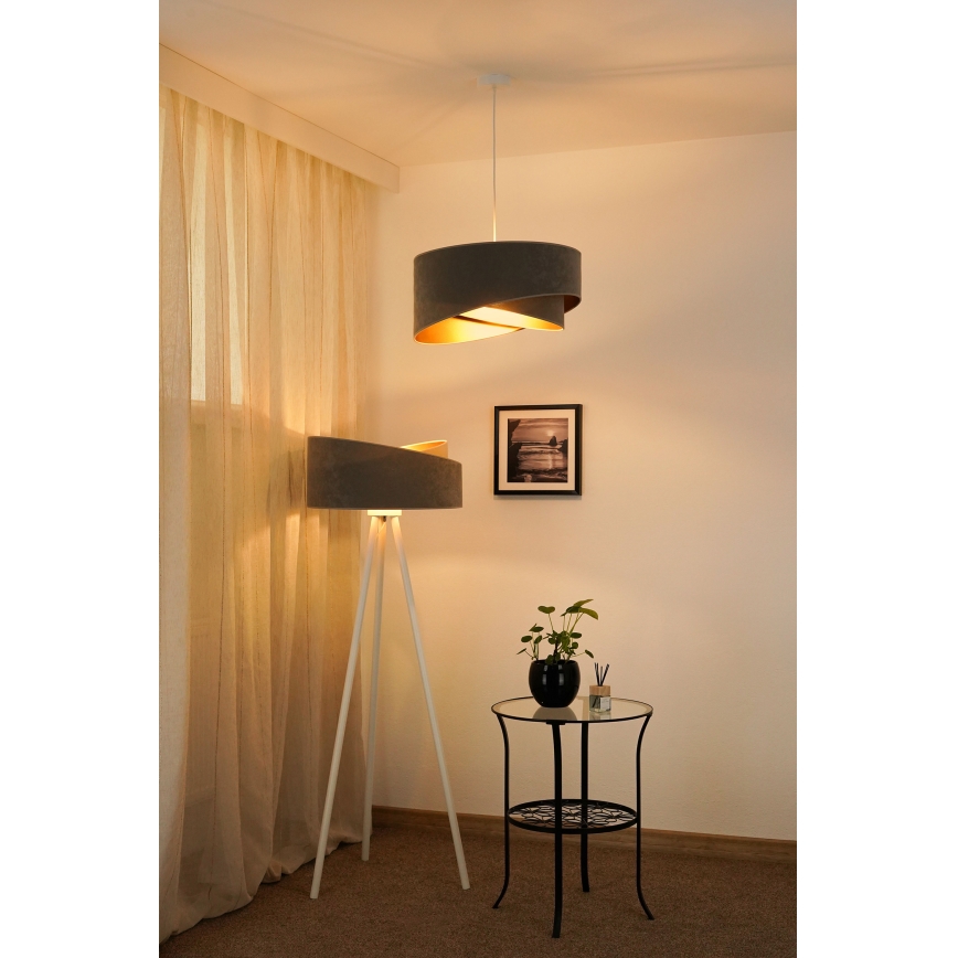 Brilagi - Lámpara LED colgante LYRA 1xE27/15W/230V gris/dorado