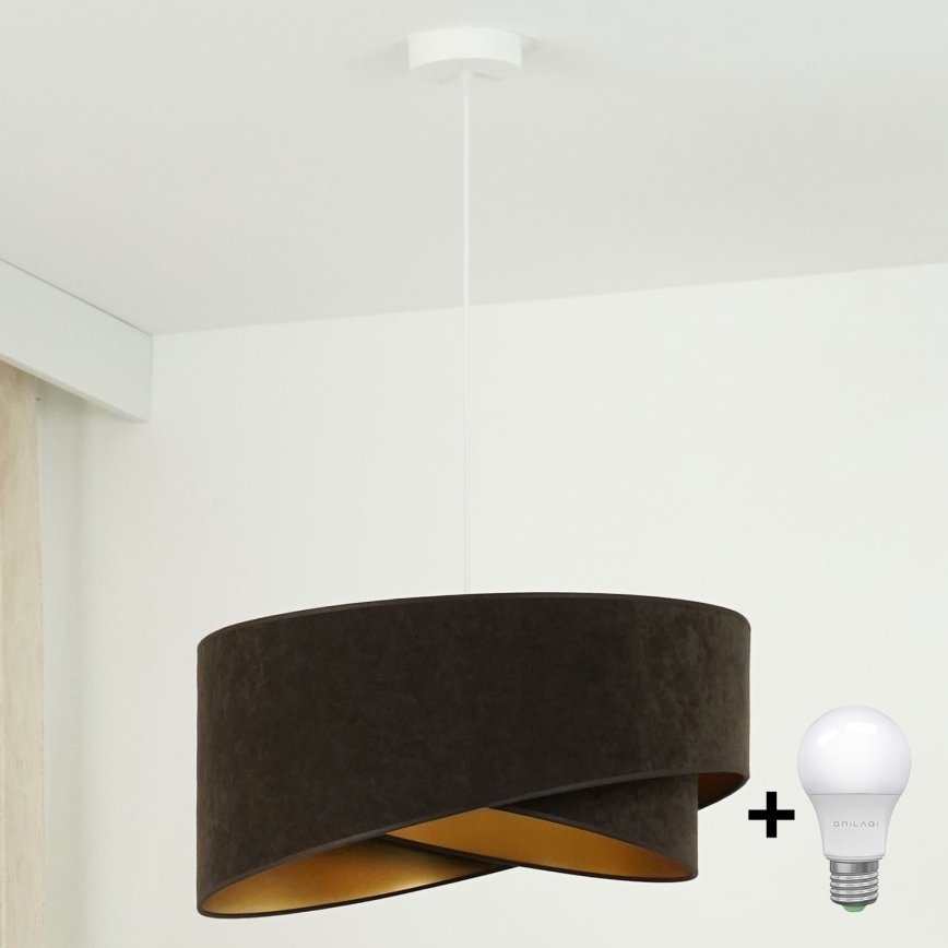 Brilagi - Lámpara LED colgante LYRA 1xE27/15W/230V marón oscuro/dorado